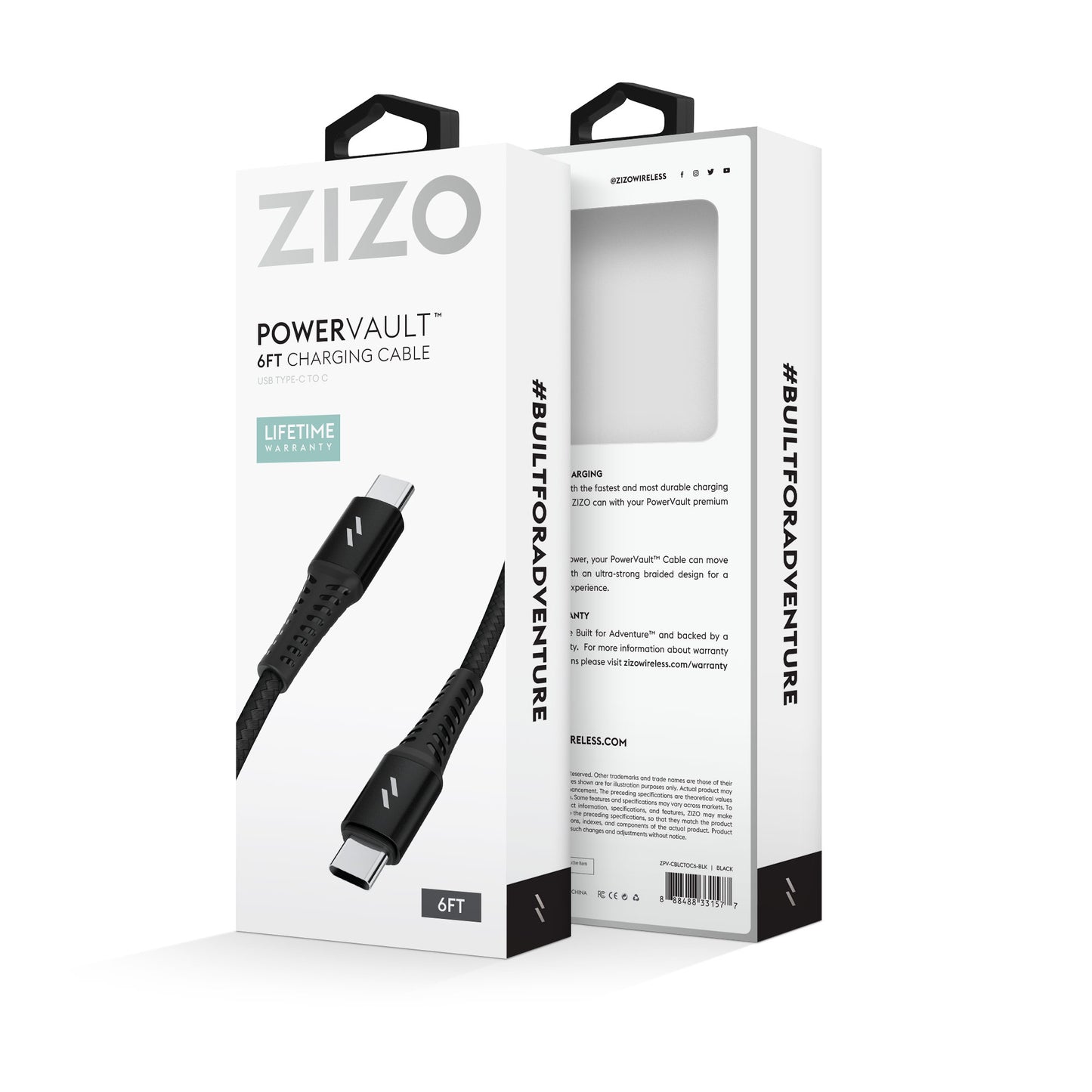 ZIZO PowerVault Cable Type C to C 6ft - ZIZO Wireless