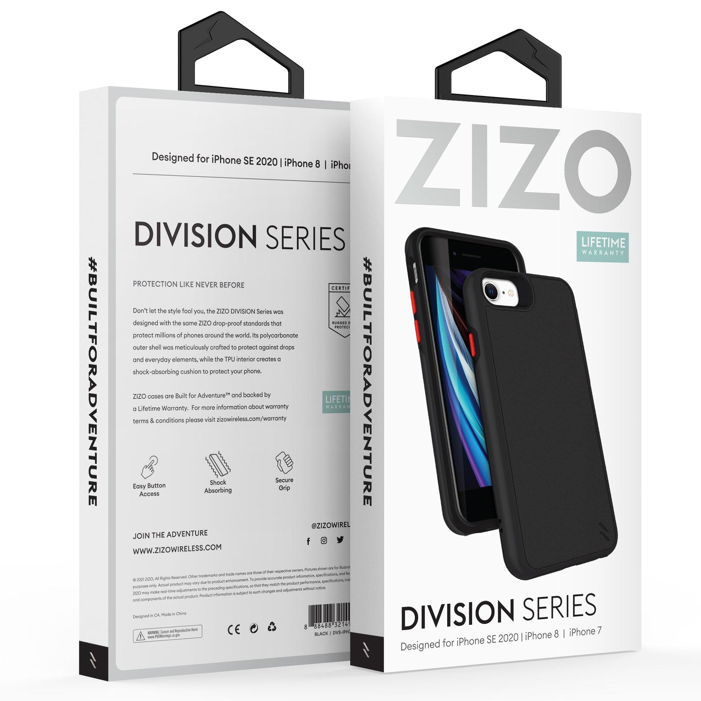 ZIZO DIVISION Series Case for iPhone SE (3rd and 2nd gen)/8/7 - Black - ZIZO Wireless