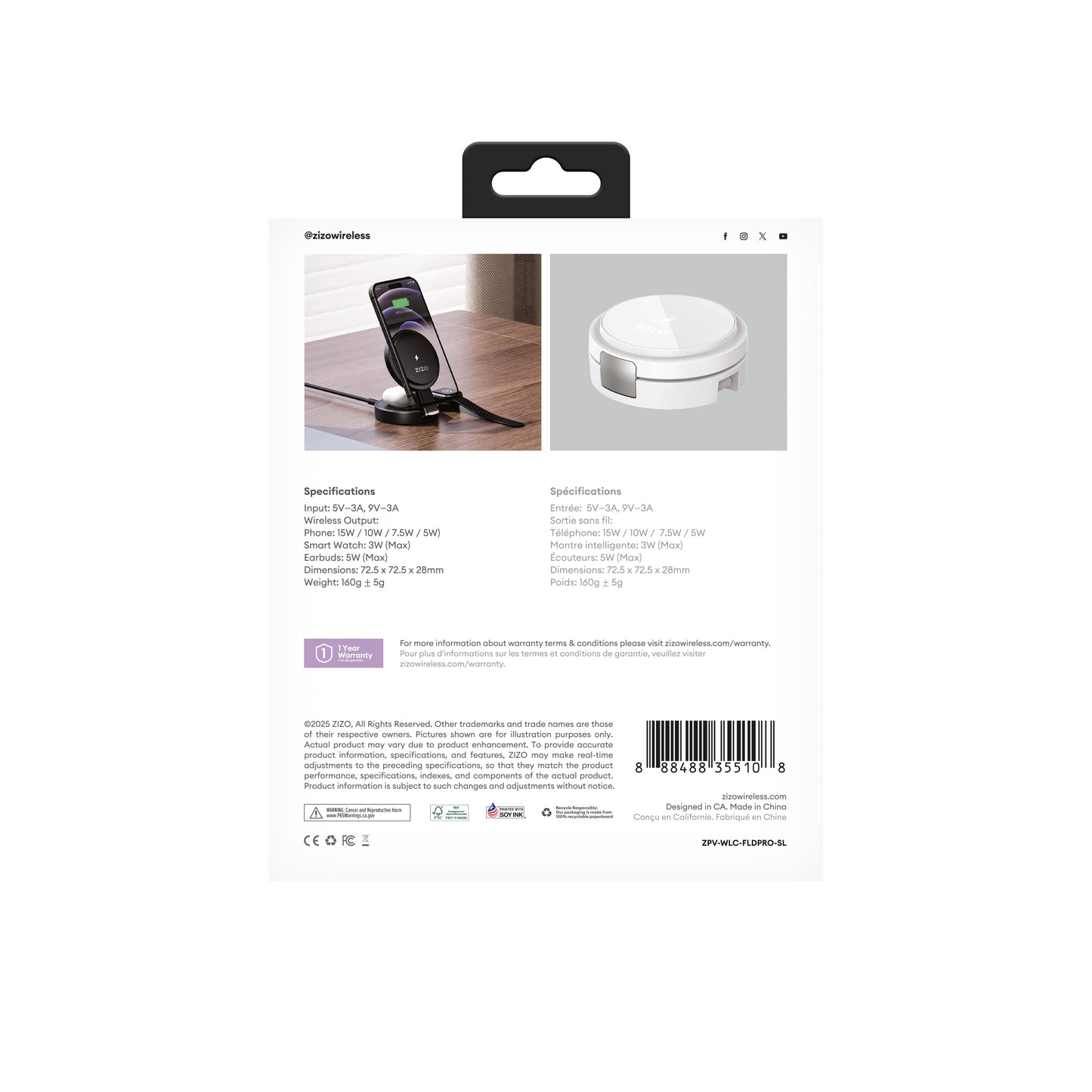 ZIZO PowerVault Fold Pro 3-in-1 MagSafe Charging Station with Adjustable Stand - Silver