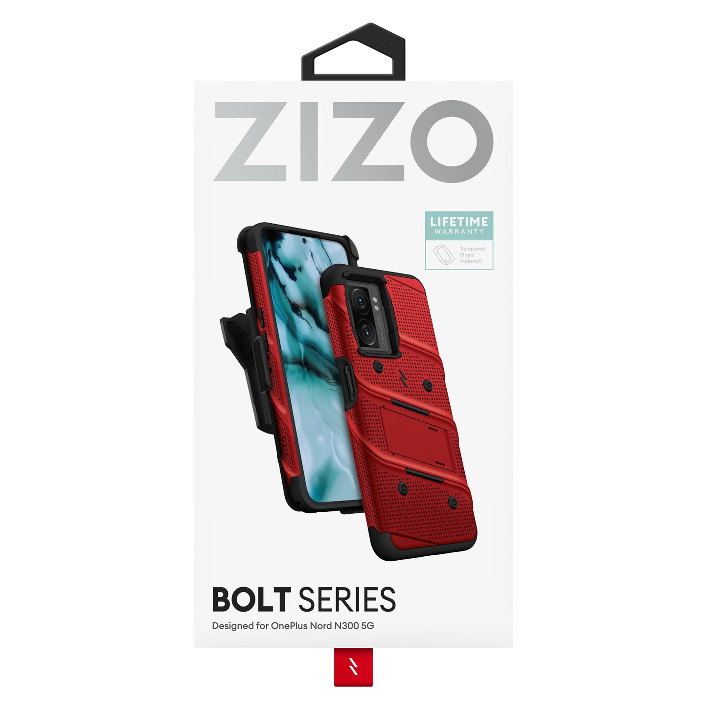 ZIZO BOLT Bundle OnePlus Nord N300 5G Case - Red - ZIZO Wireless