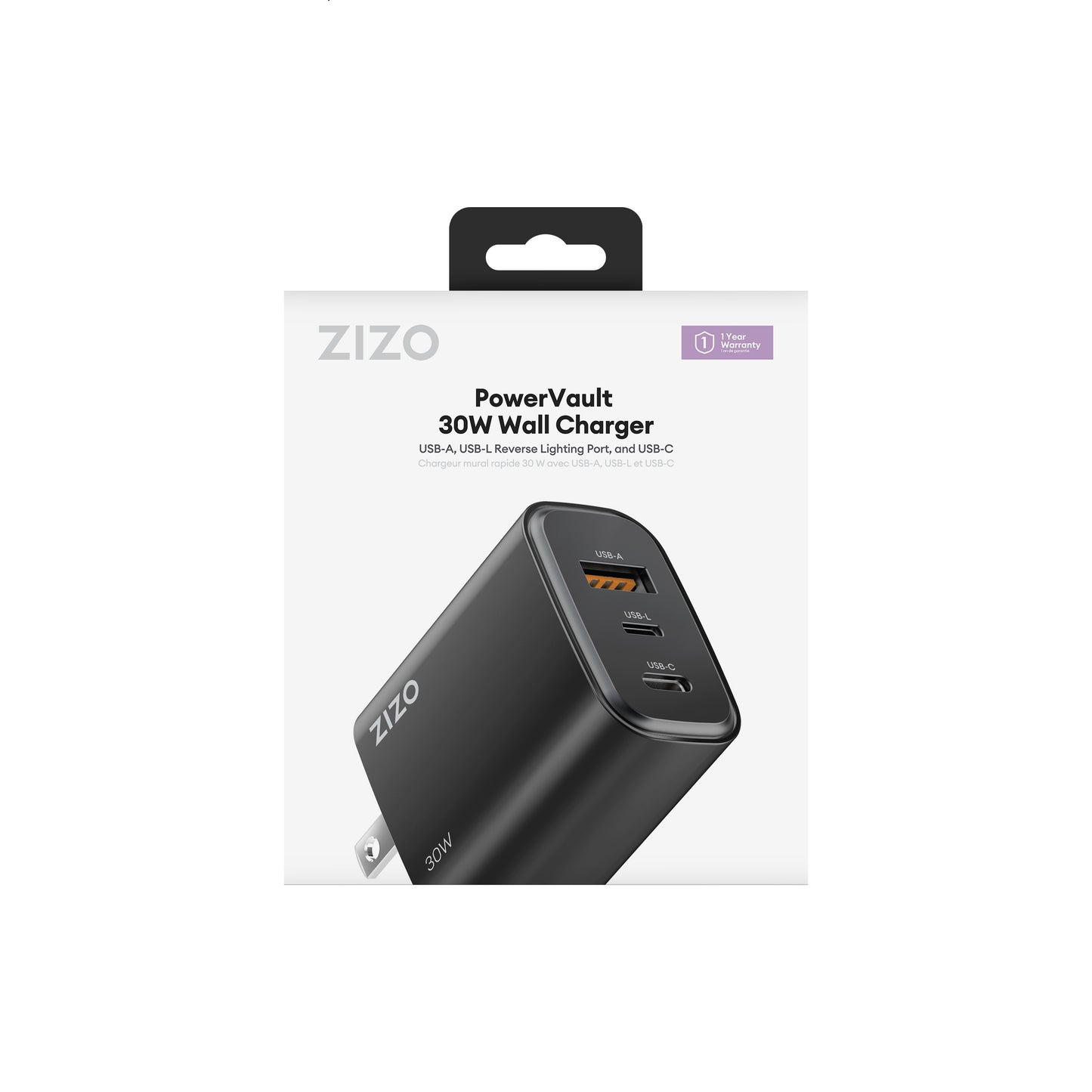 ZIZO PowerVault 30W USB-C + USB-A + Reverse Lightning Port Wall Charger