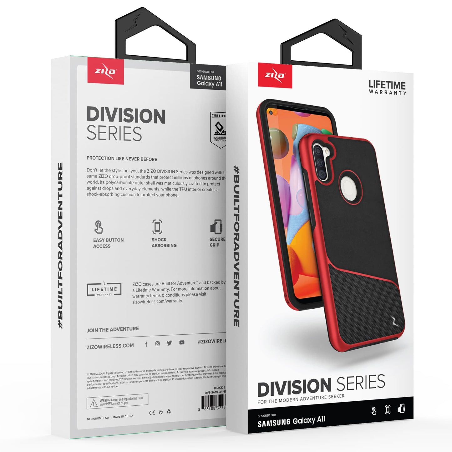 ZIZO DIVISION Series Samsung Galaxy A11 Case - Black & Red - ZIZO Wireless