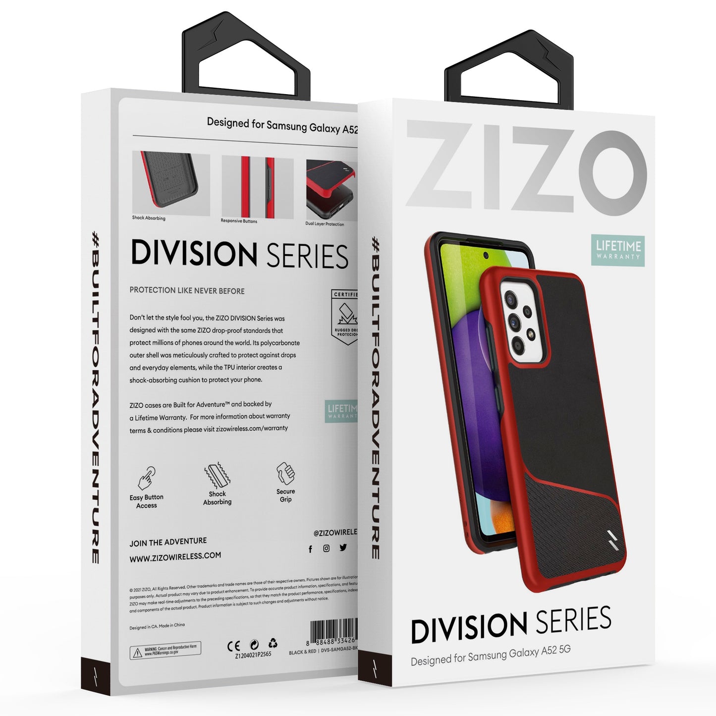 ZIZO DIVISION Series Galaxy A52 5G Case - Black & Red