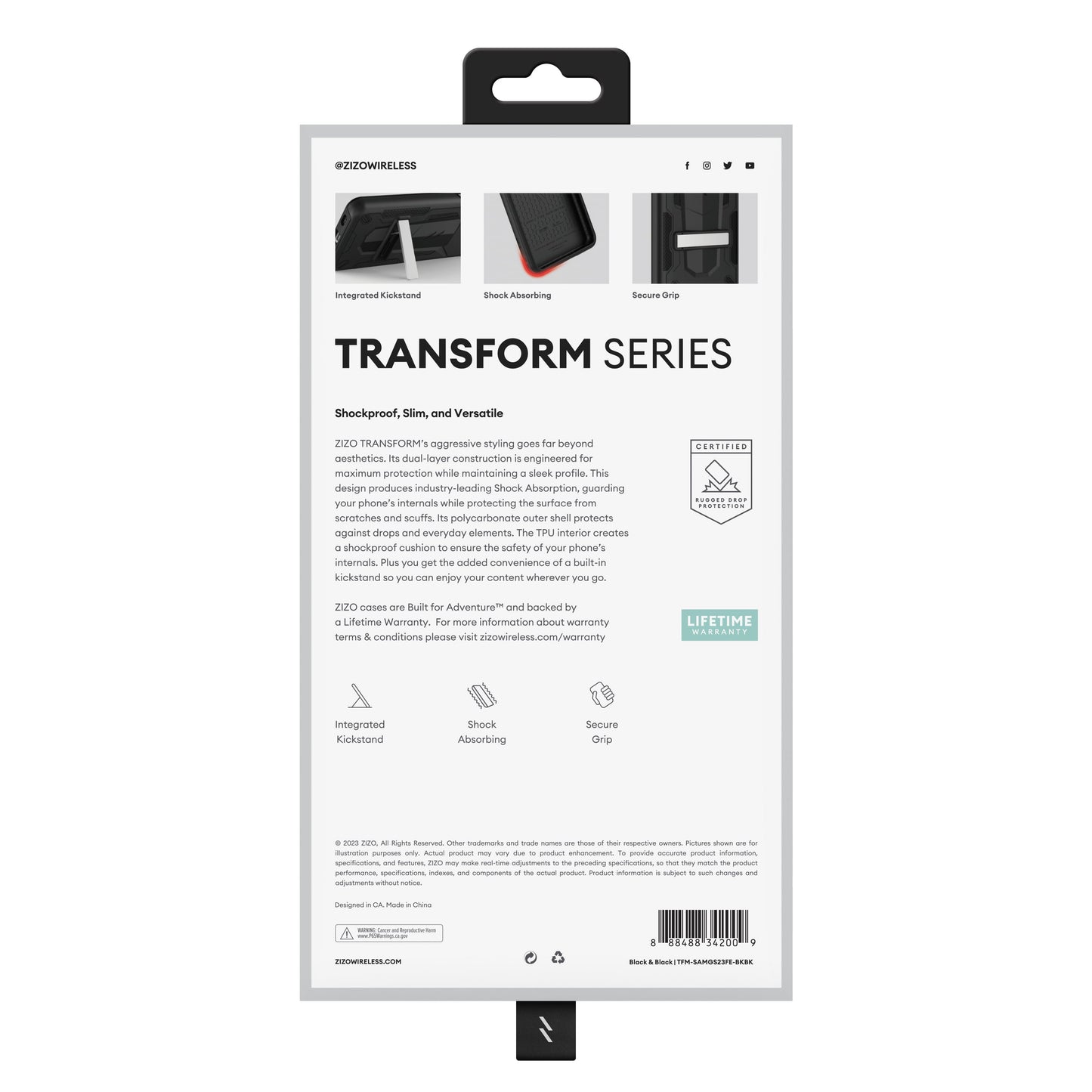 ZIZO TRANSFORM Series Galaxy S23 FE Case - Black - ZIZO Wireless