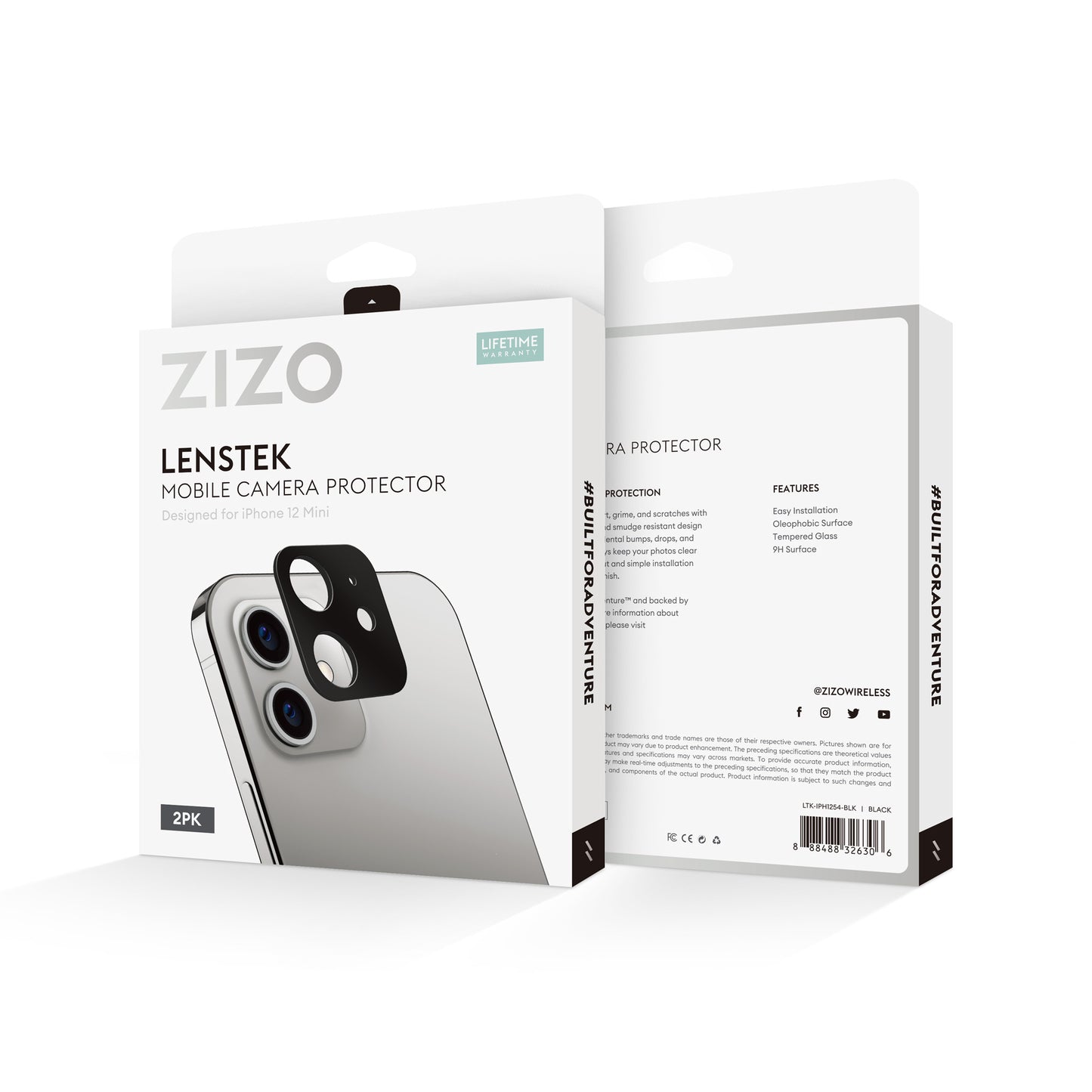 ZIZO LensTek Mobile Camera Protector (2 pack) for iPhone 12 Mini