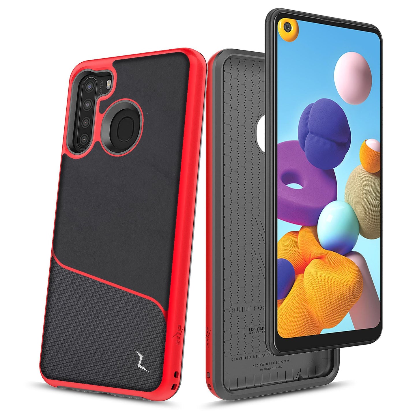 ZIZO DIVISION Series Samsung Galaxy A21 Case - Black & Red - ZIZO Wireless