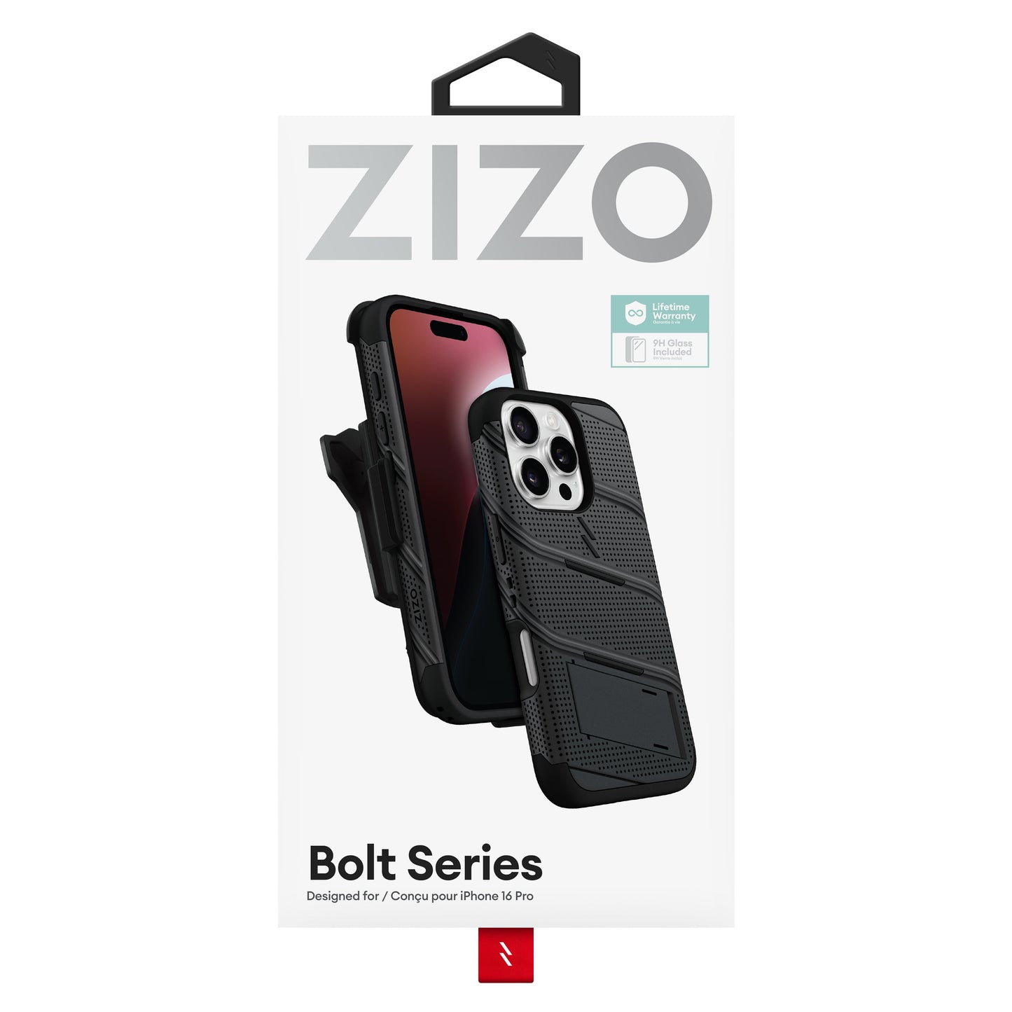 ZIZO BOLT Bundle iPhone 16 Pro Case with Tempered Glass