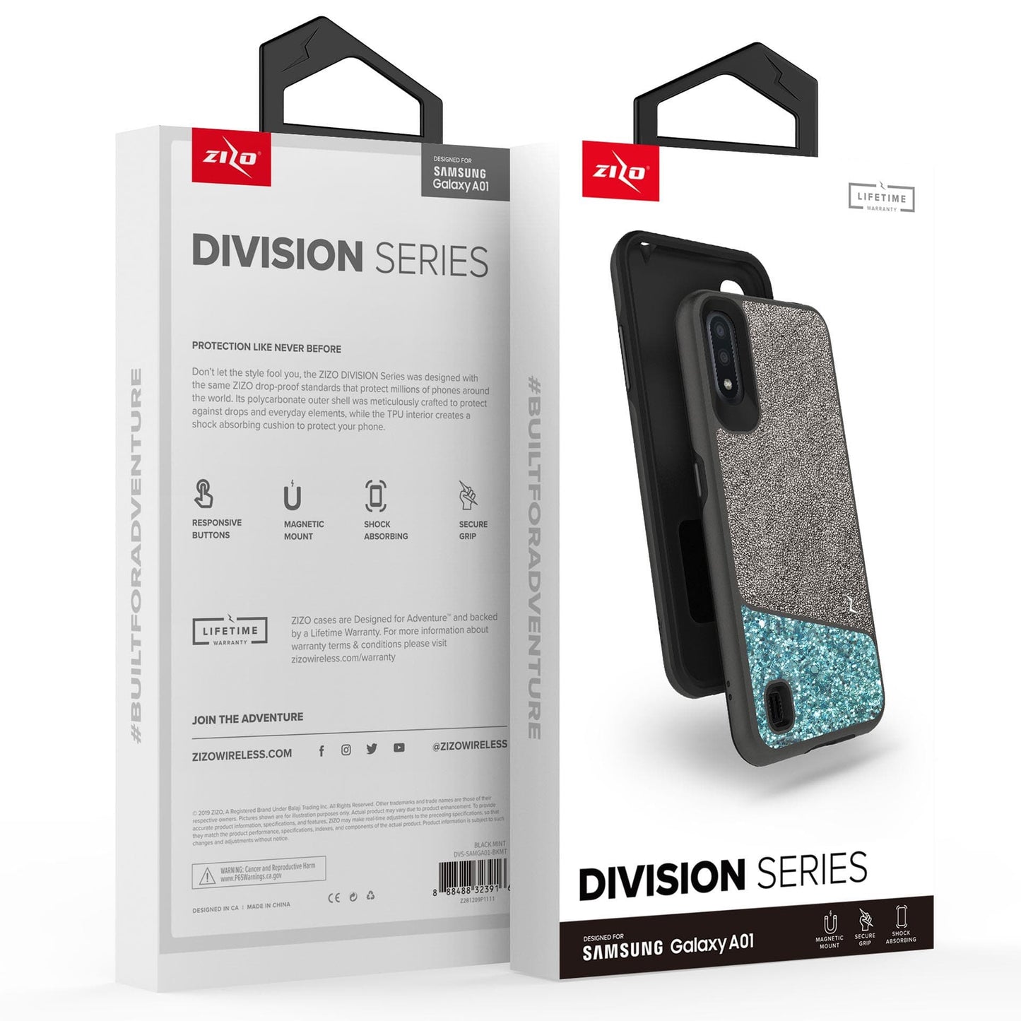 ZIZO DIVISION Series Galaxy A01 Case - Black & Mint - ZIZO Wireless