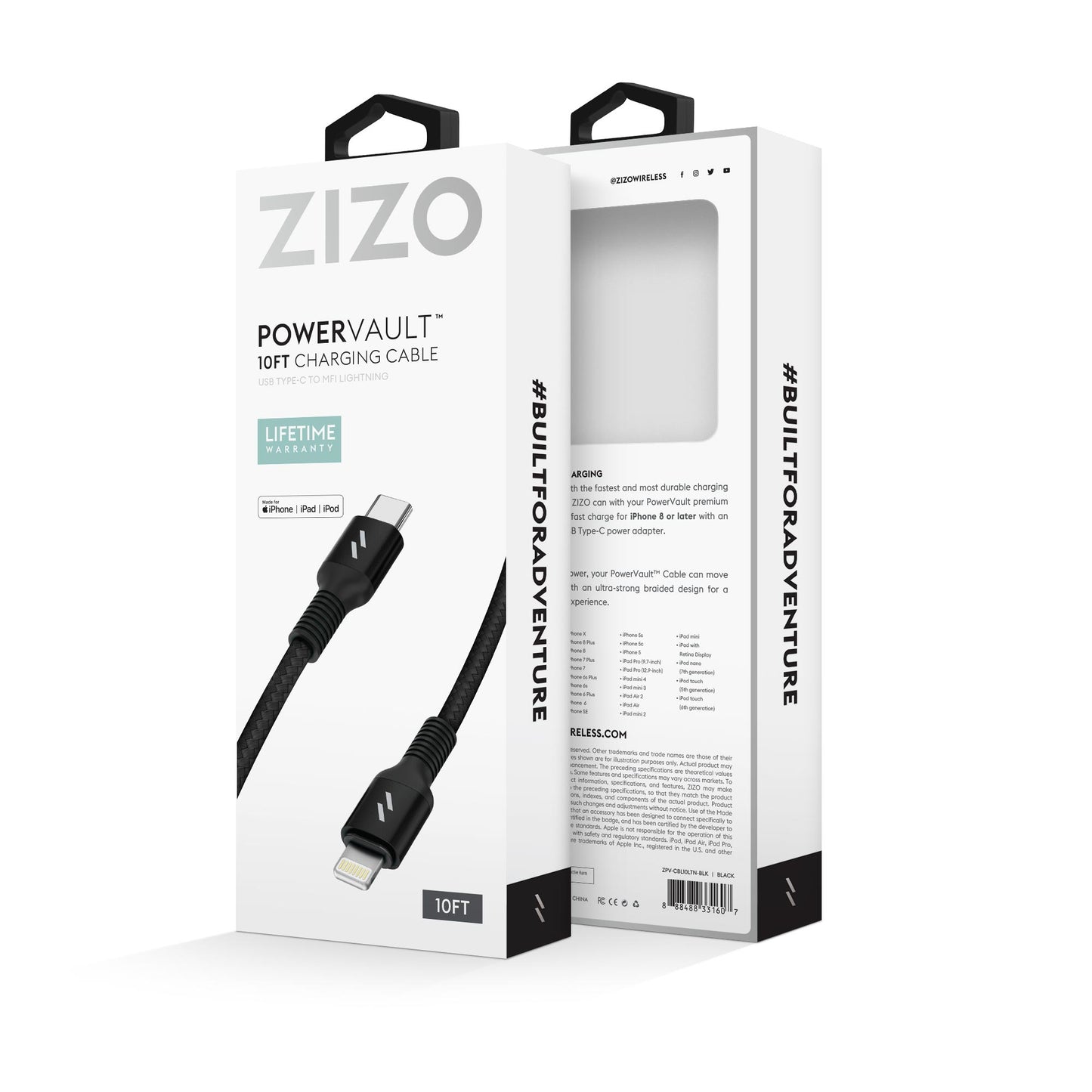 ZIZO PowerVault Cable Type C to Lightning 10ft - ZIZO Wireless