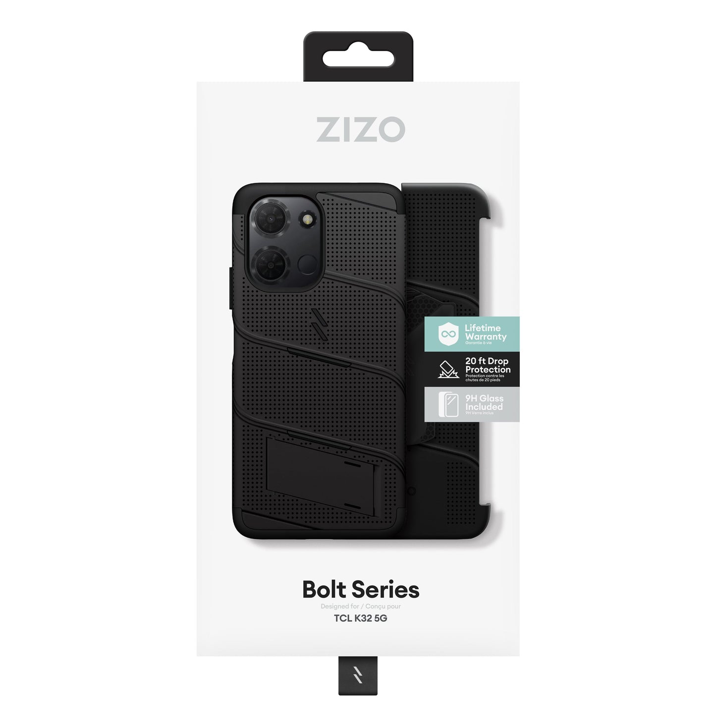 ZIZO BOLT Bundle TCL K33 5G Case with Tempered Glass