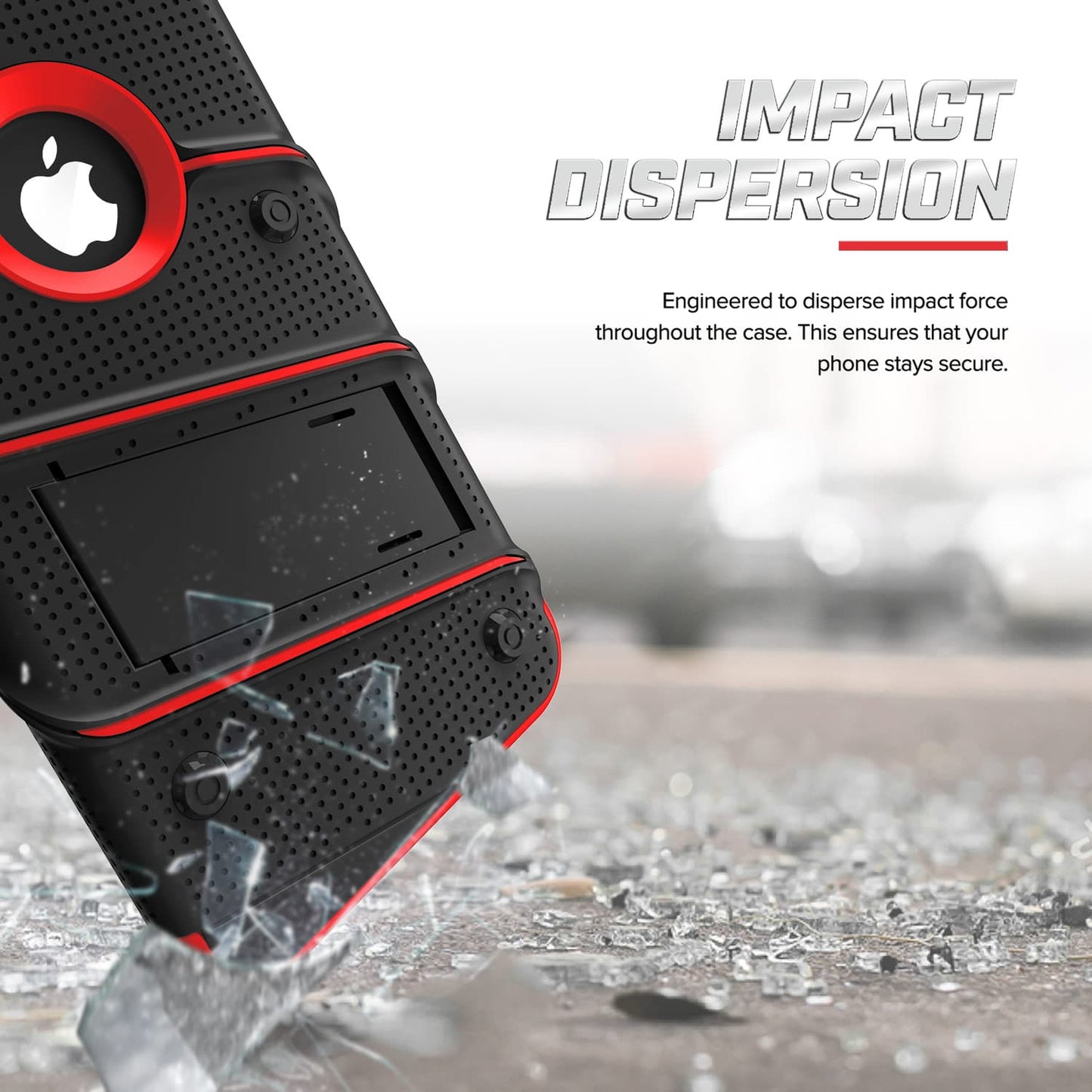 For iPhone XR - BOLT Case with Built In Kickstand Holster and Tempered Glass Screen Protector