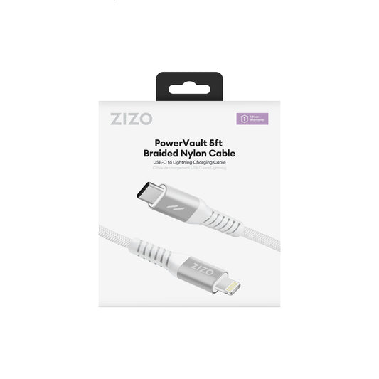 ZIZO PowerVault 5FT Braided Nylon USB-C to Lightning Cable