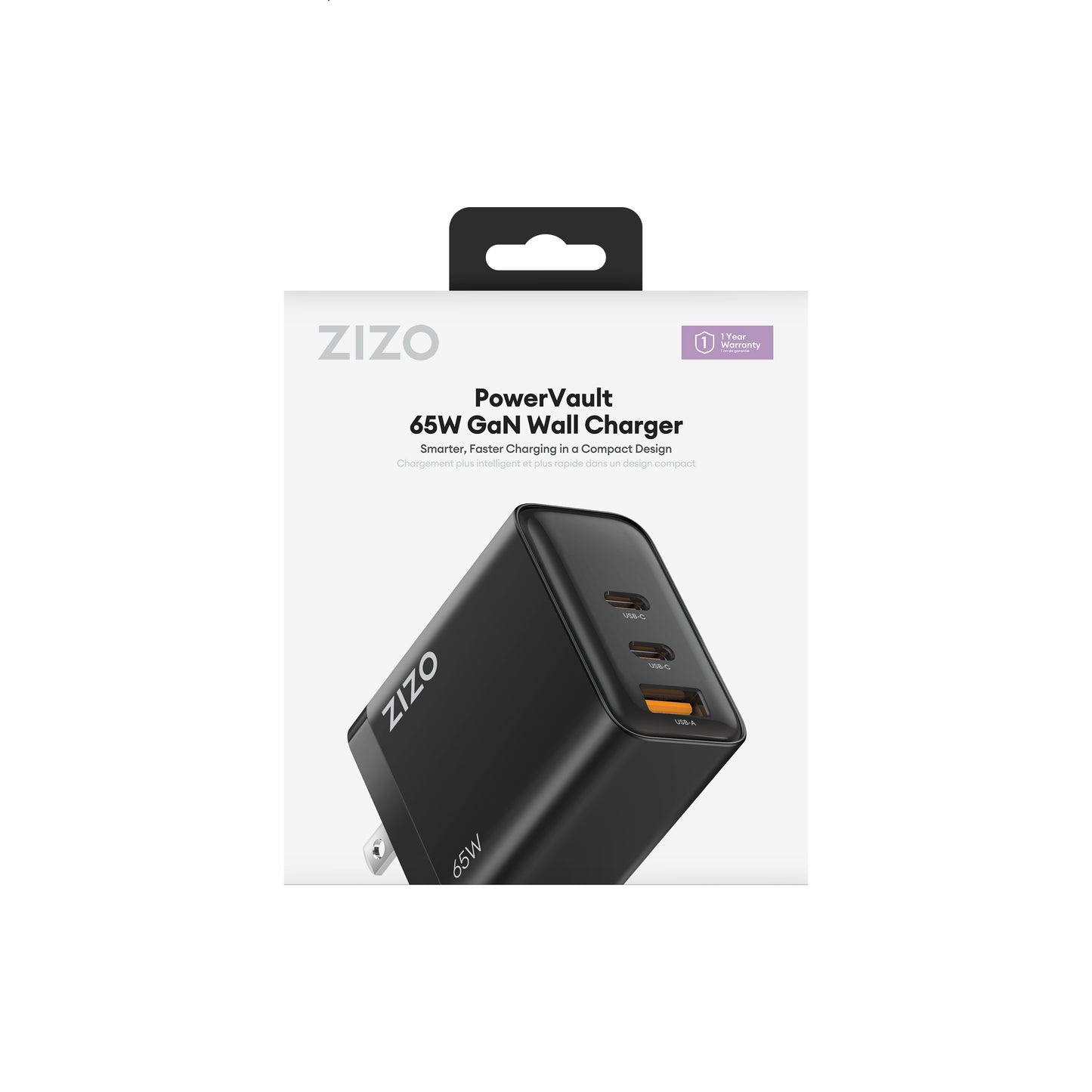 ZIZO PowerVault 65W GaN Dual USB-C + USB-A Wall Charger