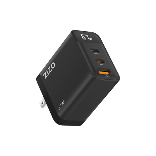 ZIZO PowerVault 67W Dual USB-C + USB-A Wall Charger w/ Digital Display
