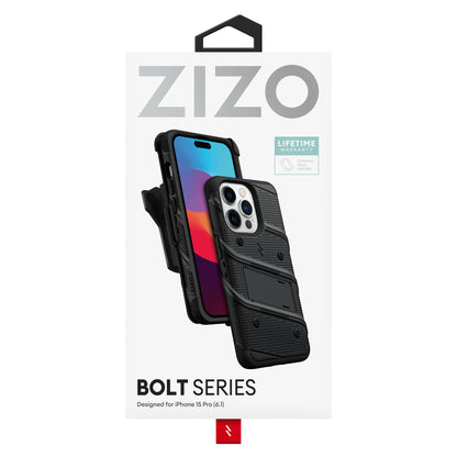 ZIZO BOLT Bundle iPhone 15 Pro Case - Black