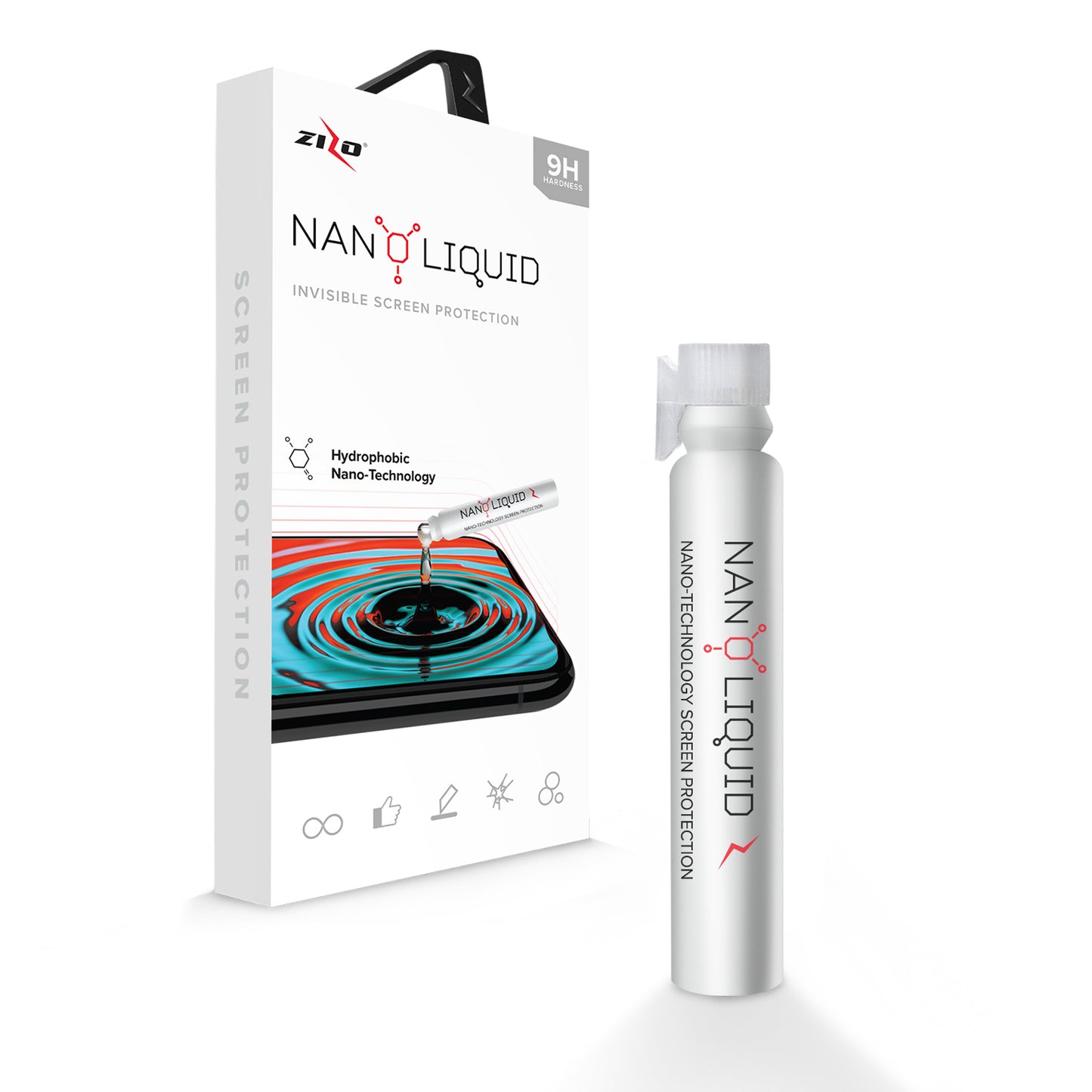 Zizo Nano Liquid Glass Screen Protector,Anti-Scratch/ 9H Hardness/ High Definition/ Invisible Protectors for Galaxy Note 8 S8 S9 for iphone X 8 7 6plus for Tablet - Retail Packaging