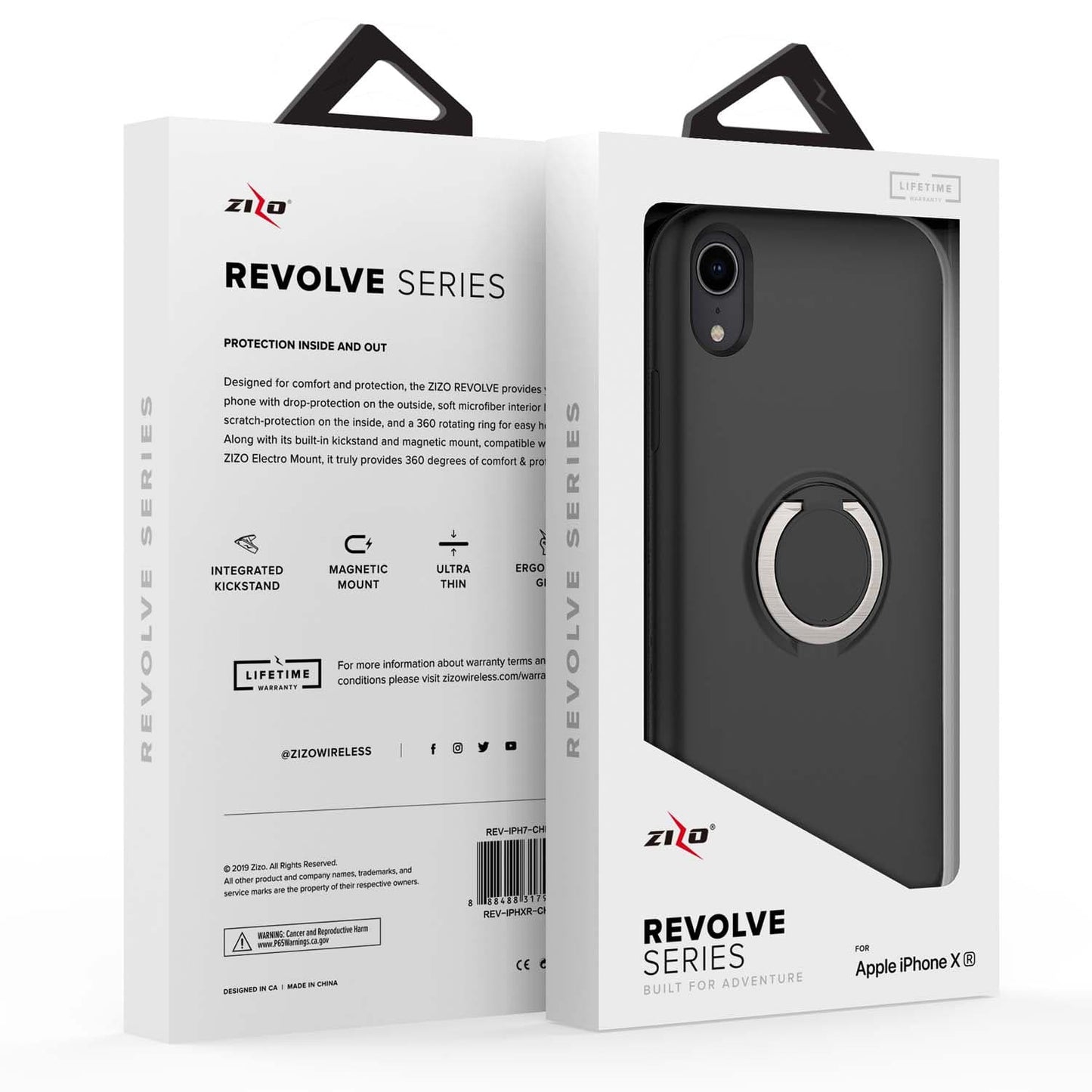 For iPhone XR - REVOLVE Case with Built In 360° Ring Holder Kickstand and Magnetic Mount