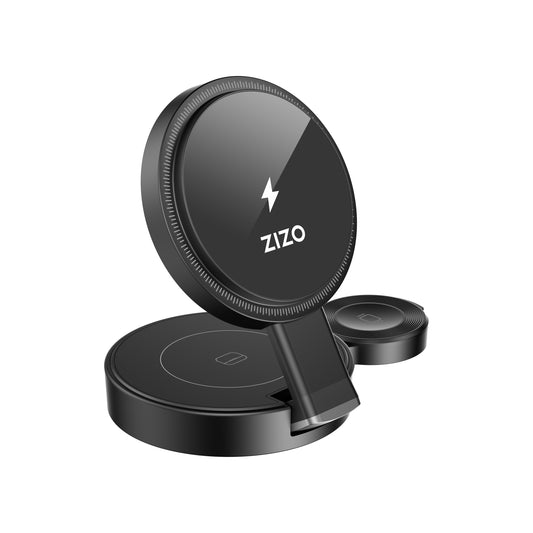 ZIZO PowerVault Fold Pro 3-in-1 MagSafe Charging Station with Adjustable Stand - Black