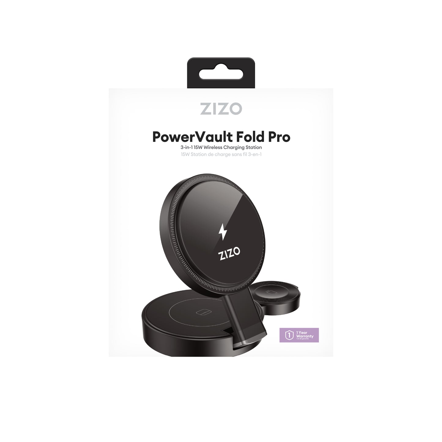 ZIZO PowerVault Fold Pro 3-in-1 MagSafe Charging Station with Adjustable Stand - Black