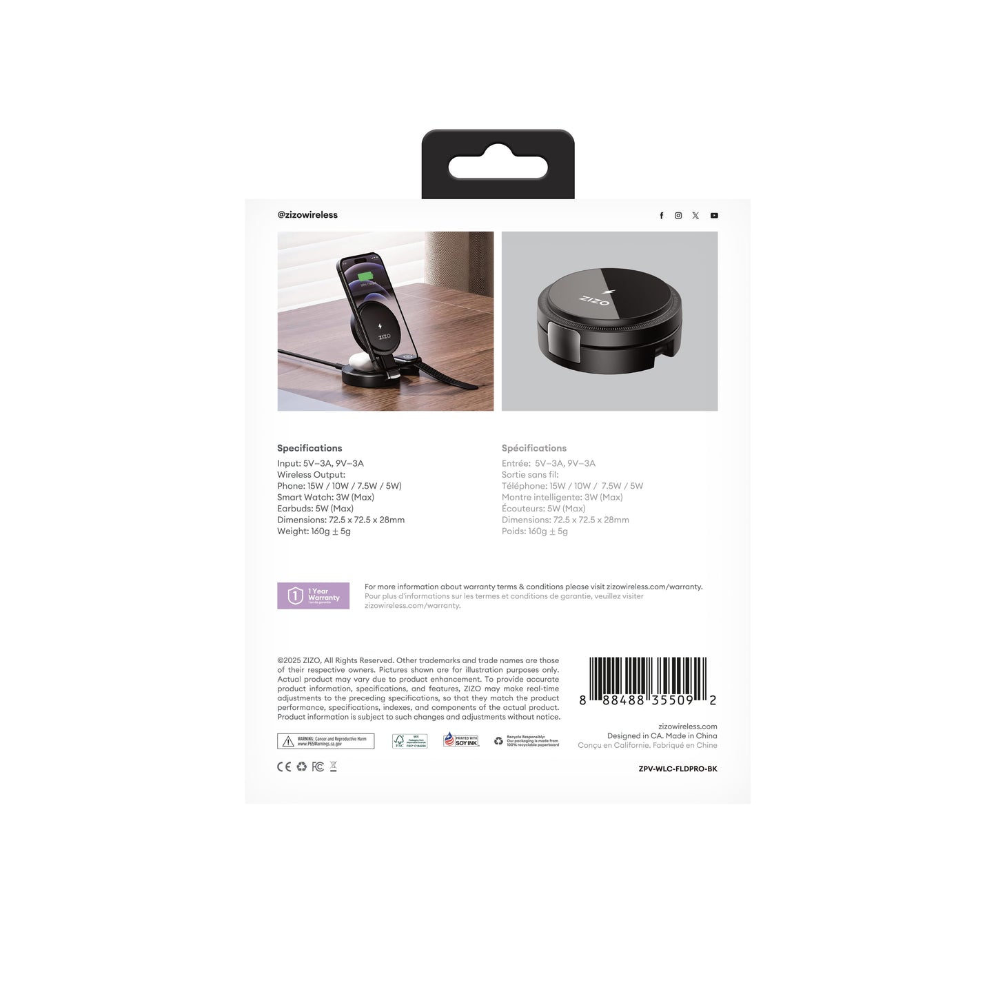 ZIZO PowerVault Fold Pro 3-in-1 MagSafe Charging Station with Adjustable Stand - Black