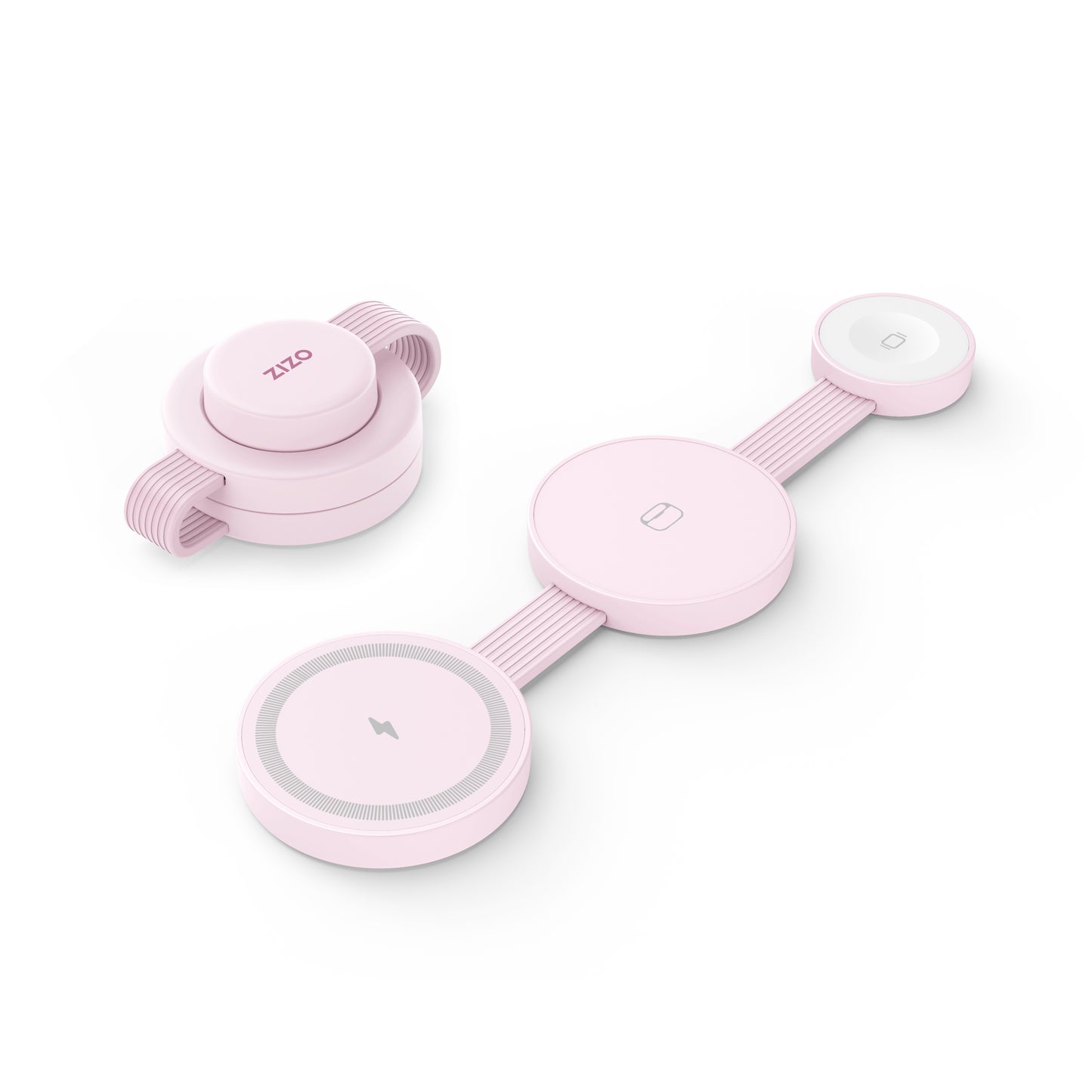 ZIZO PowerVault Fold 3-in-1 Travel Charging Station with MagSafe Mount - Blush Pink