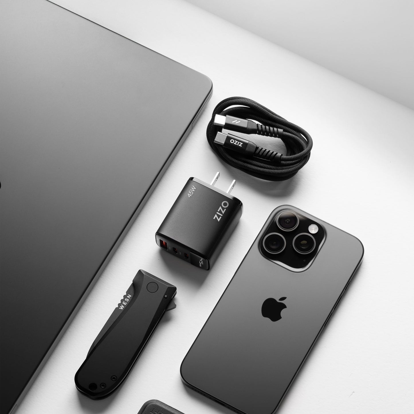 ZIZO PowerVault 45W Dual USB-C + USB-A Wall Charger with Digital Power Display - Black