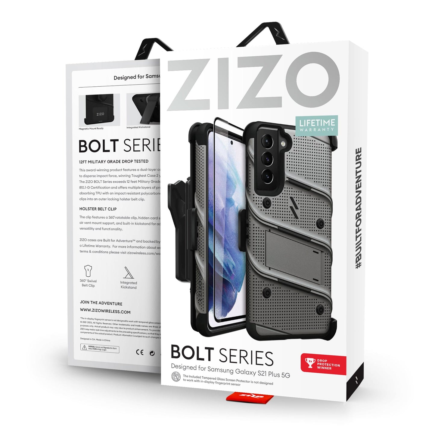 ZIZO BOLT Series Galaxy S21+ 5G Case with Tempered Glass