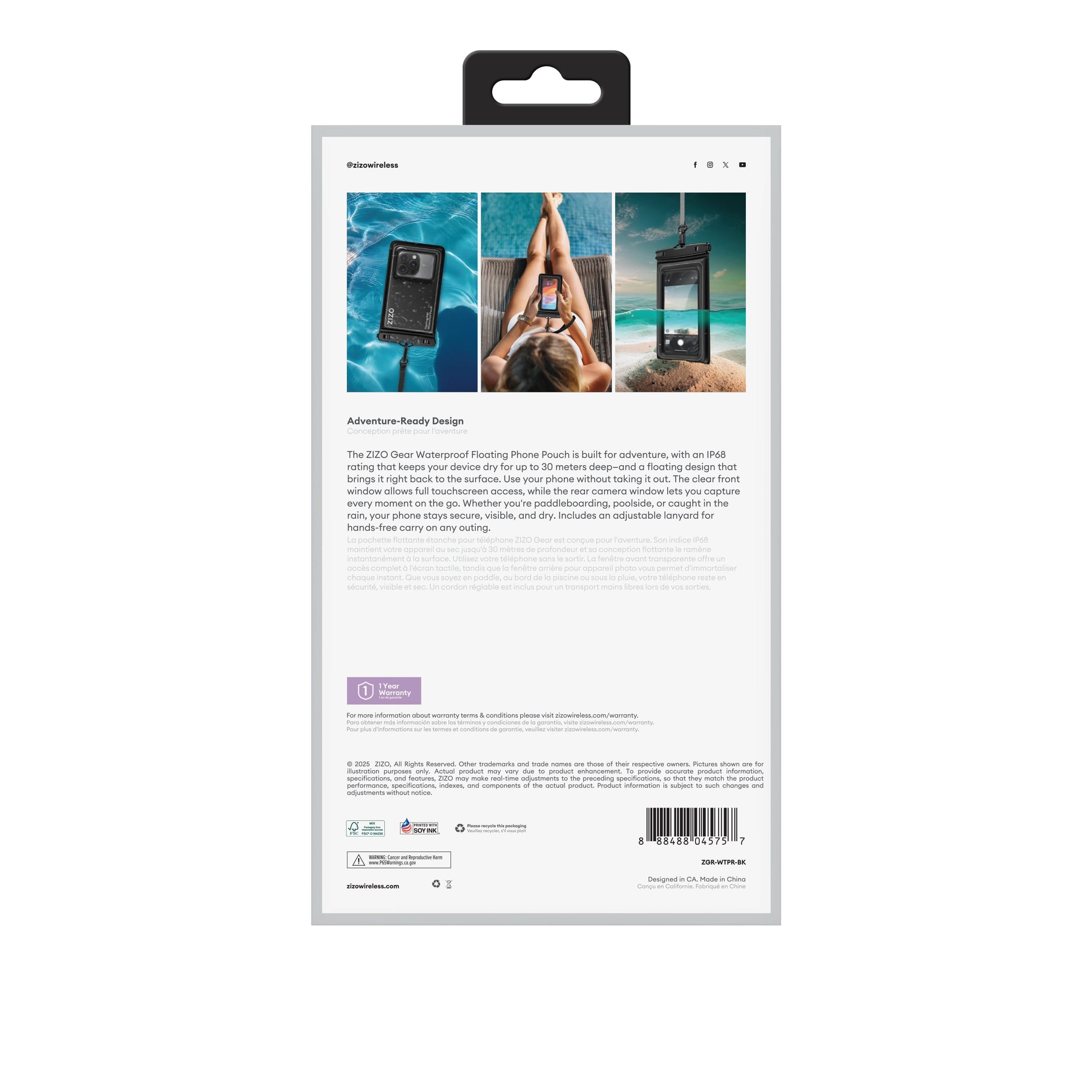 ZIZO Gear Waterproof Phone Pouch with Lanyard - Black - ZIZO Wireless