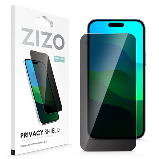 ZIZO PRIVACY Tempered Glass Screen Protector for iPhone 15 Plus - Privacy - ZIZO Wireless