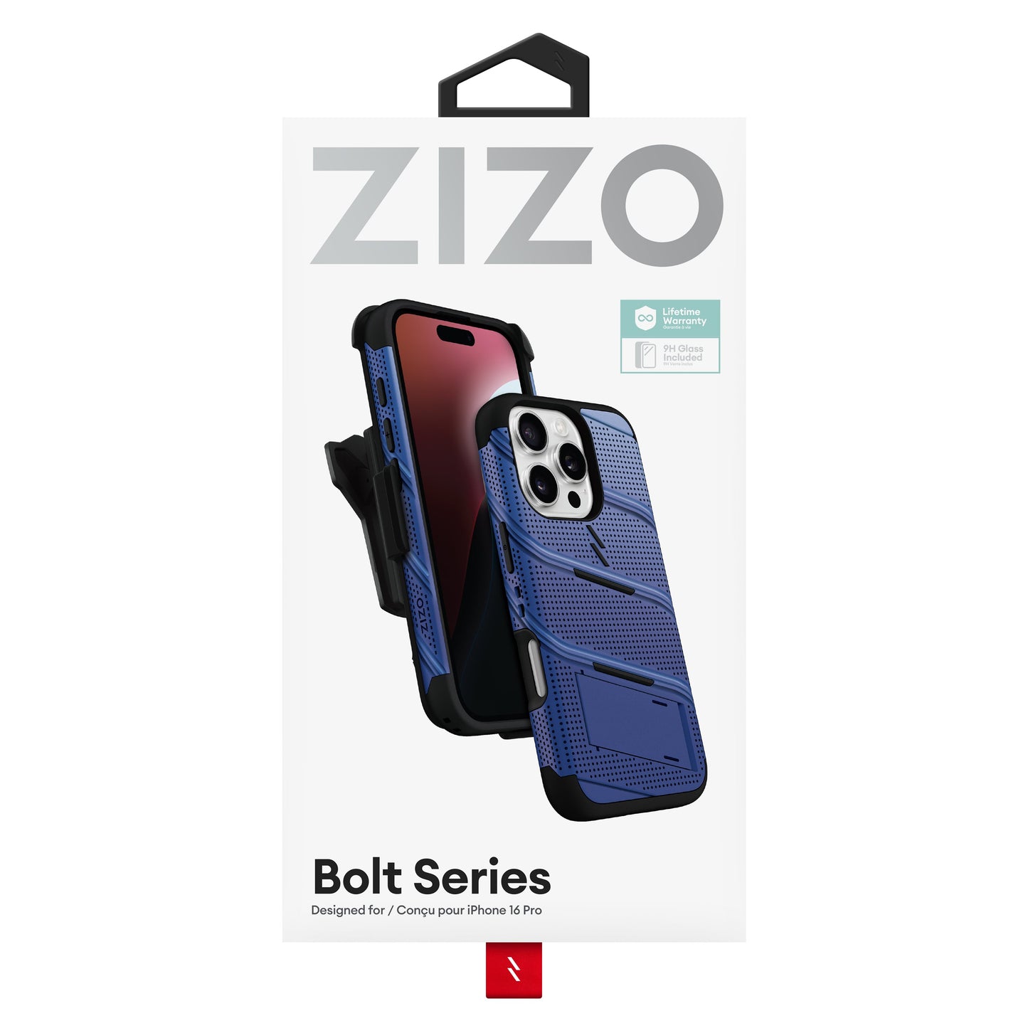 ZIZO BOLT Bundle iPhone 16 Pro Case with Tempered Glass