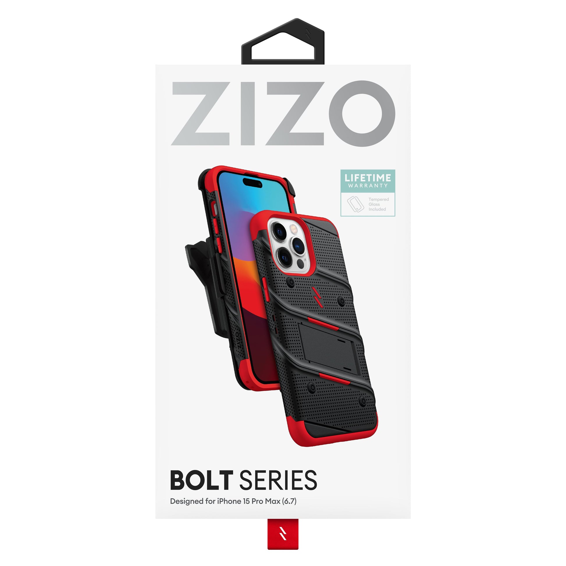 ZIZO BOLT Bundle iPhone 15 Pro Max Case - Red - ZIZO Wireless