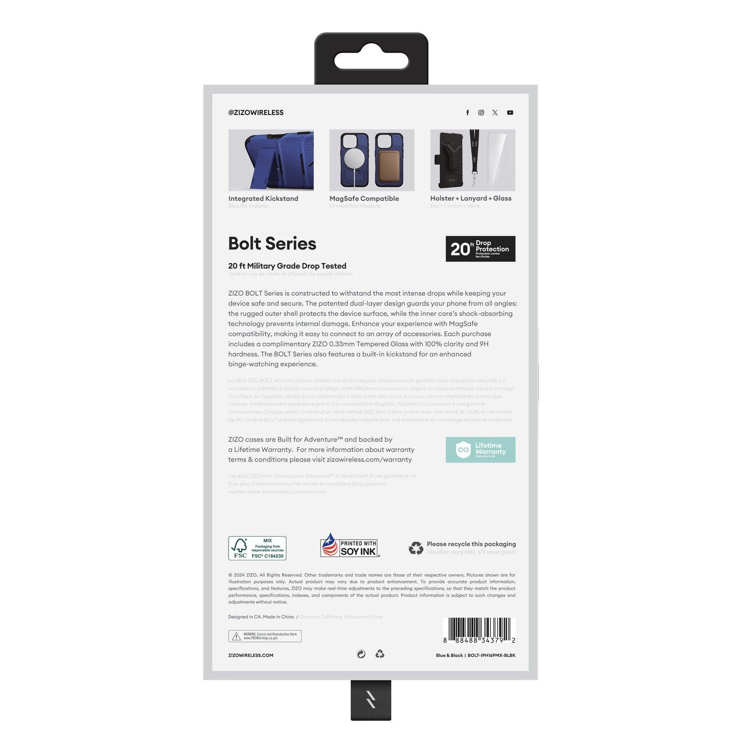 ZIZO BOLT Bundle iPhone 16 Pro Max Case - Blue