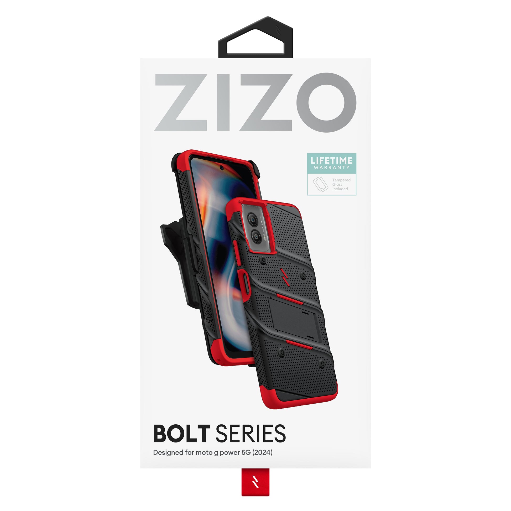 ZIZO BOLT Bundle moto g power 5G (2024) Case - Black / Red - ZIZO Wireless