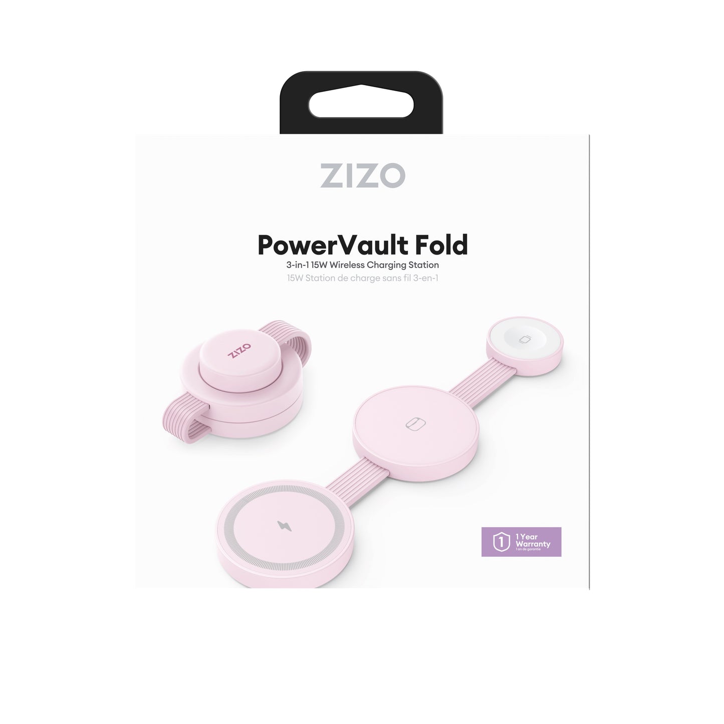 ZIZO PowerVault Fold 3-in-1 Travel Charging Station with MagSafe Mount - Blush Pink