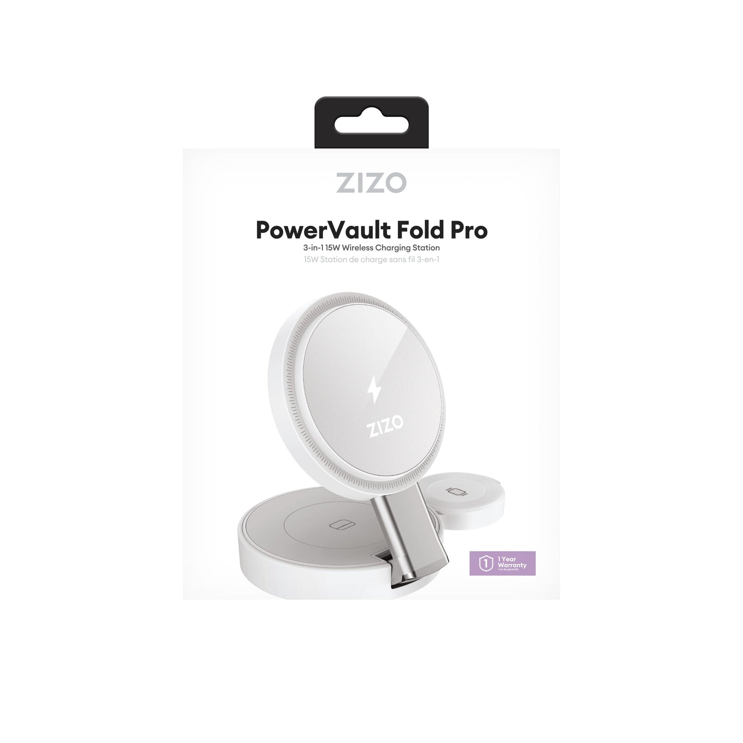 ZIZO PowerVault Fold Pro 3-in-1 MagSafe Charging Station with Adjustable Stand - Silver