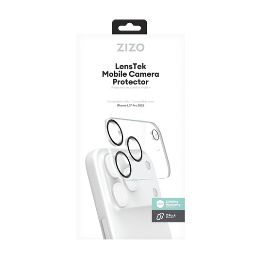 ZIZO LensTek iPhone 17 Pro Camera Lens Protector (2 Pack) - Black