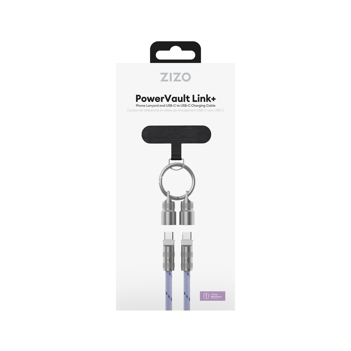 ZIZO PowerVault Link+ Lanyard USB-C Cable - Lilac