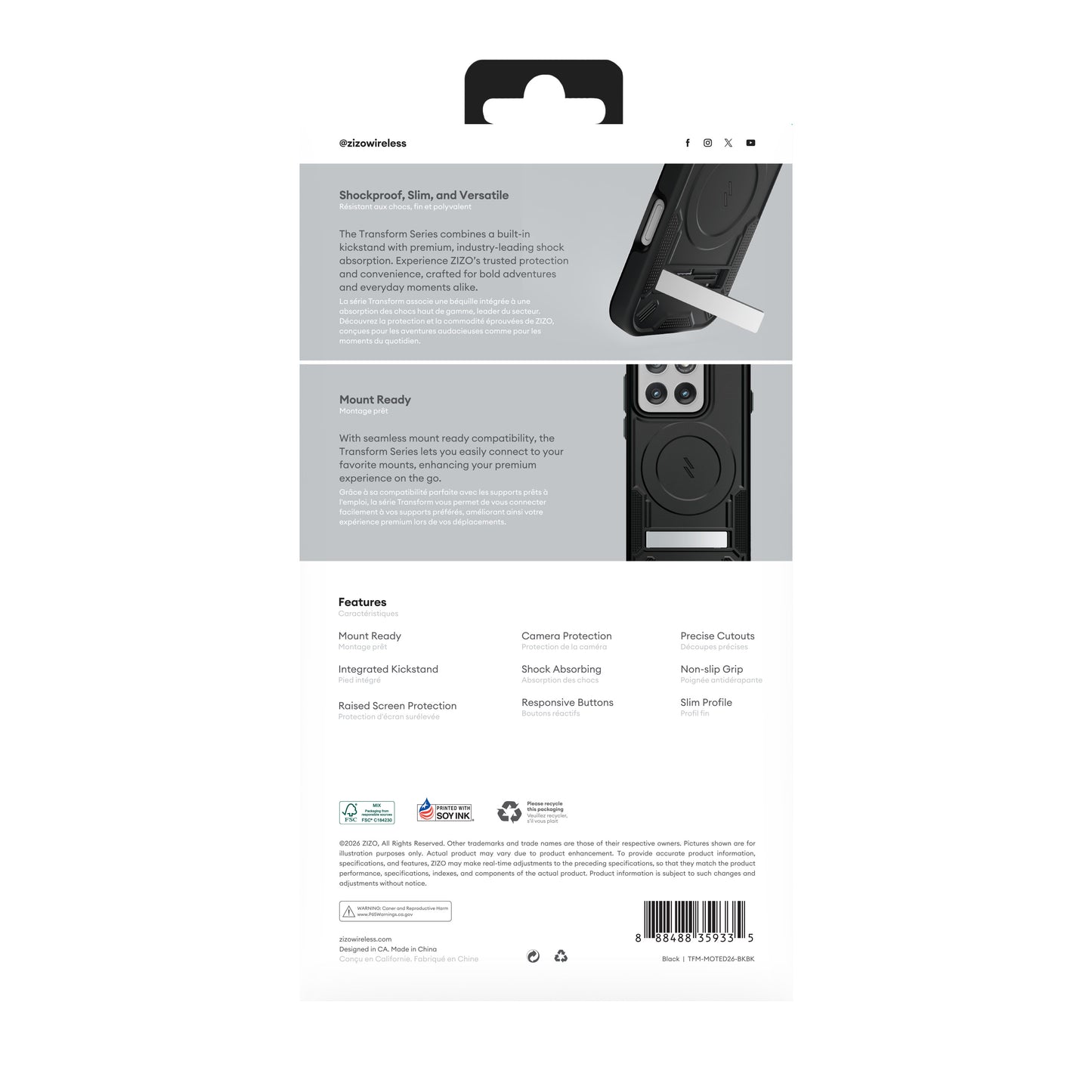ZIZO TRANSFORM Series moto edge - 2026 Case