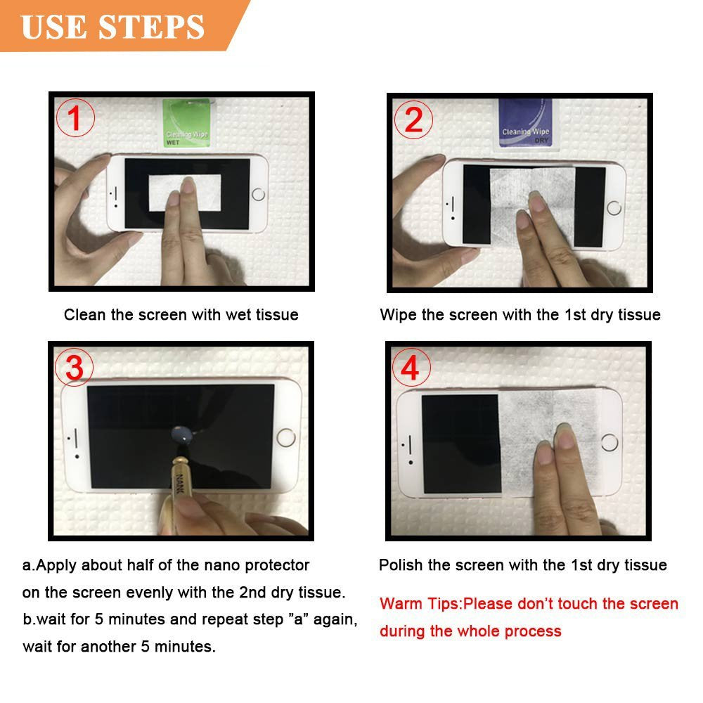 Zizo Nano Liquid Glass Screen Protector,Anti-Scratch/ 9H Hardness/ High Definition/ Invisible Protectors for Galaxy Note 8 S8 S9 for iphone X 8 7 6plus for Tablet - Retail Packaging
