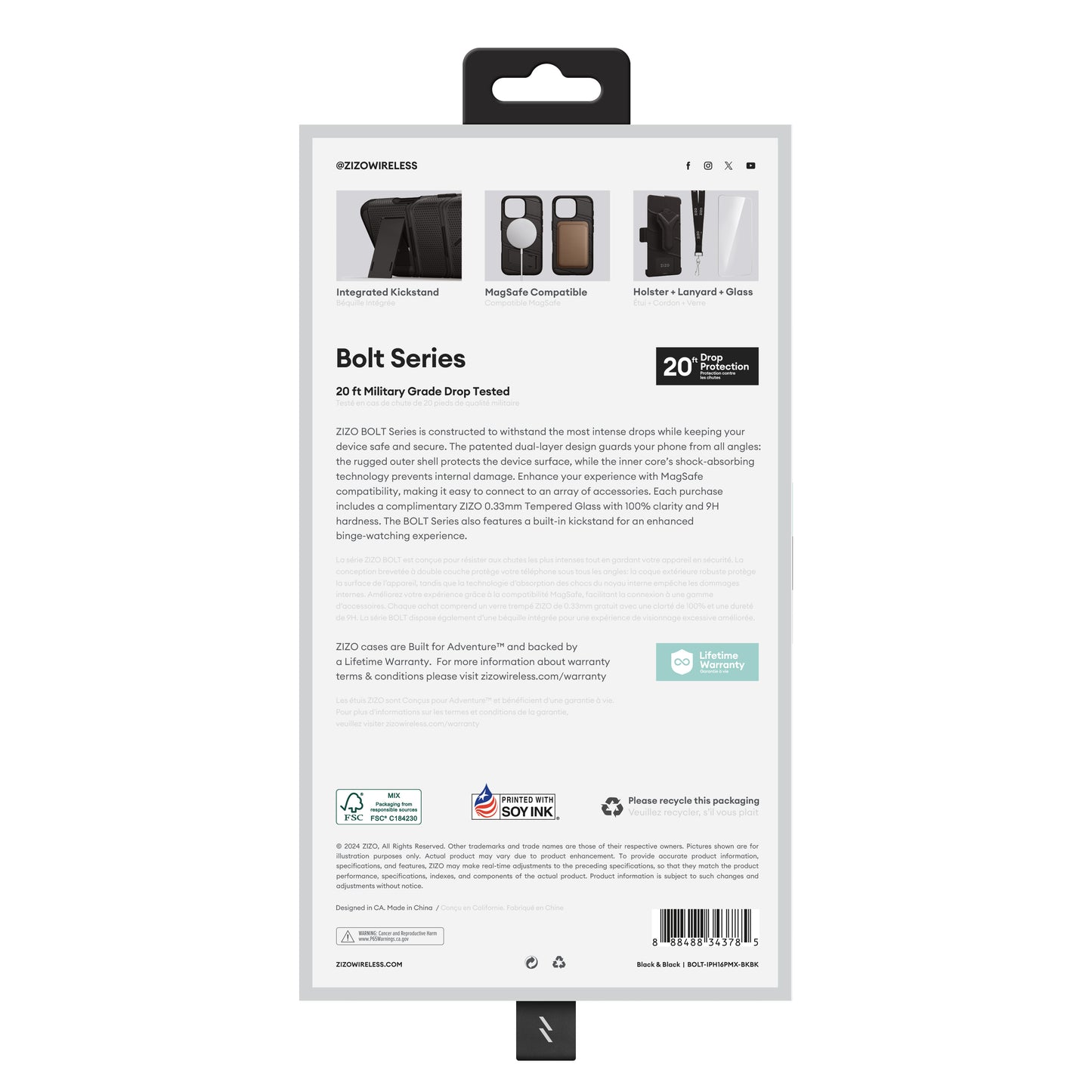 ZIZO BOLT Bundle iPhone 16 Pro Max Case - Black - ZIZO Wireless