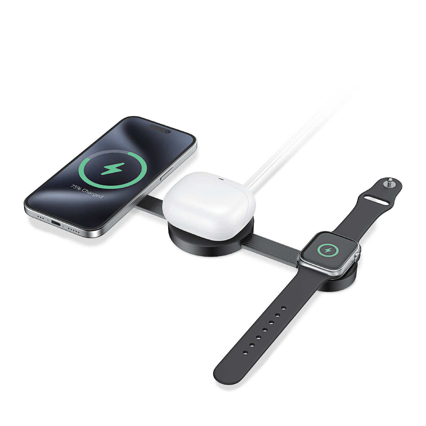 ZIZO PowerVault Fold 3-in-1 Travel Charging Station with MagSafe Mount - Black