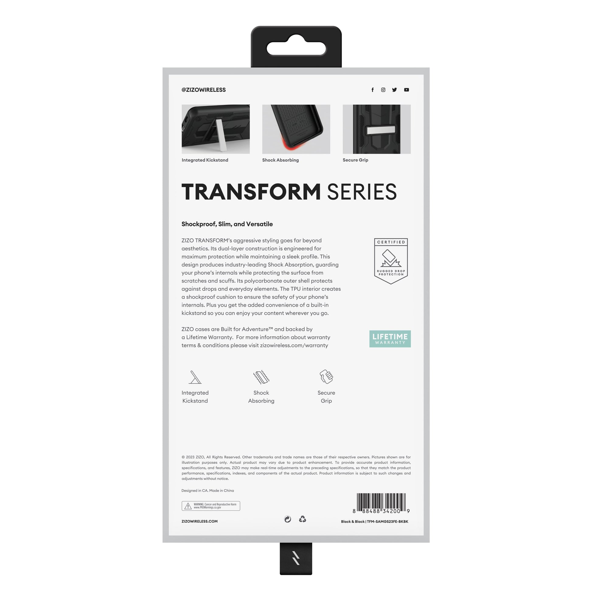 ZIZO TRANSFORM Series Galaxy S23 FE Case - Black - ZIZO Wireless