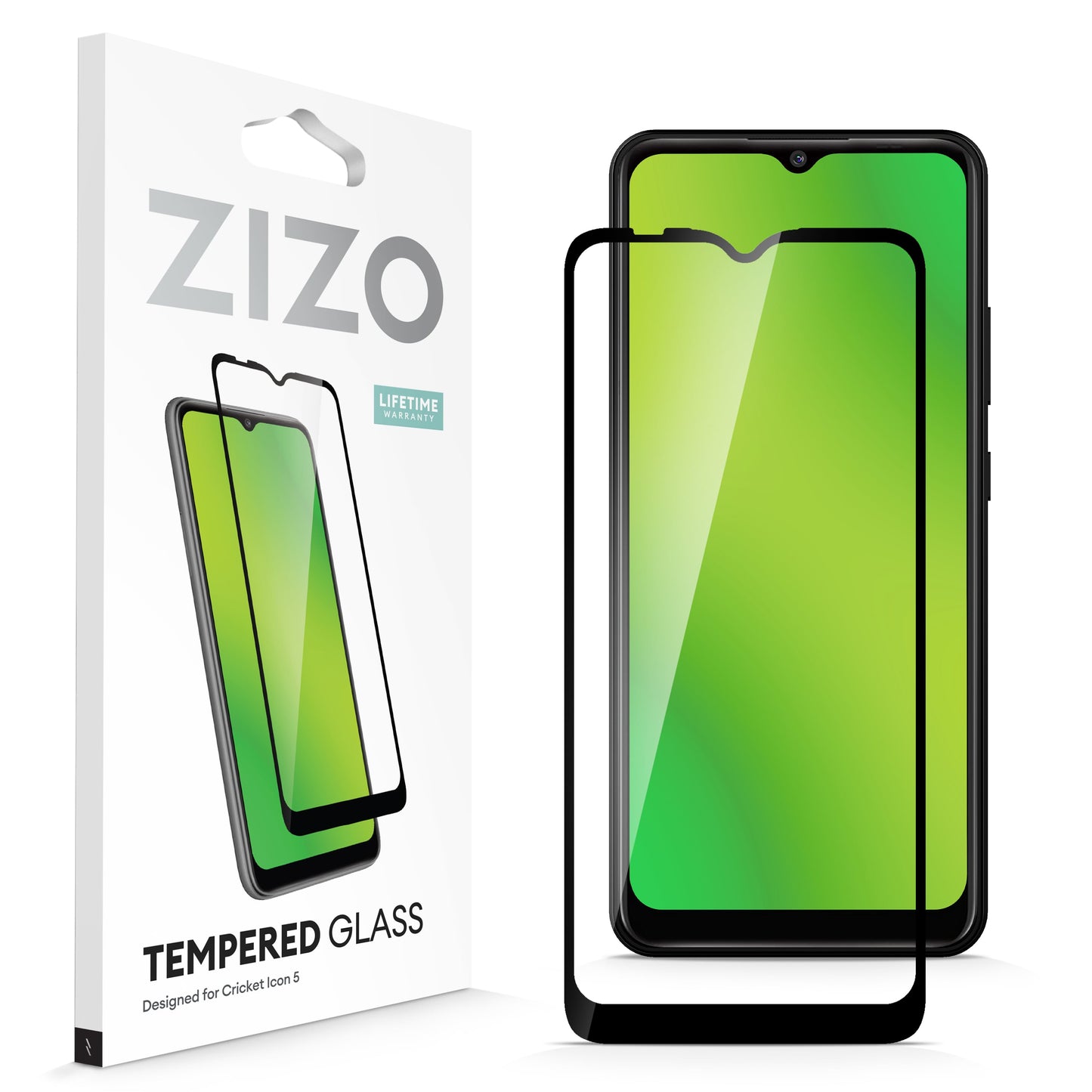 ZIZO TEMPERED GLASS Screen Protector for Cricket Icon 5 - Black - ZIZO Wireless