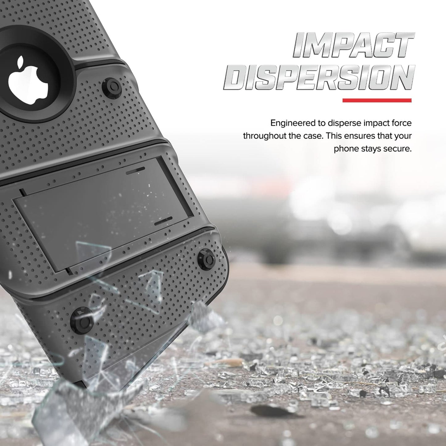 For iPhone XR - BOLT Case with Built In Kickstand Holster and Tempered Glass Screen Protector