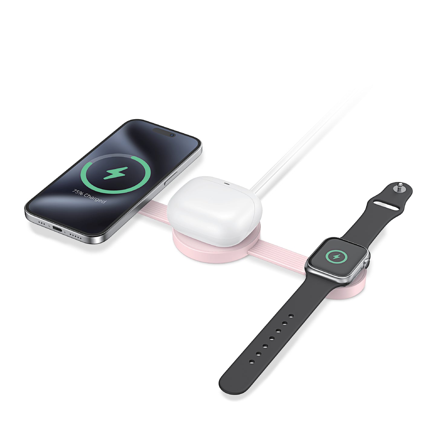 ZIZO PowerVault Fold 3-in-1 Travel Charging Station with MagSafe Mount - Blush Pink