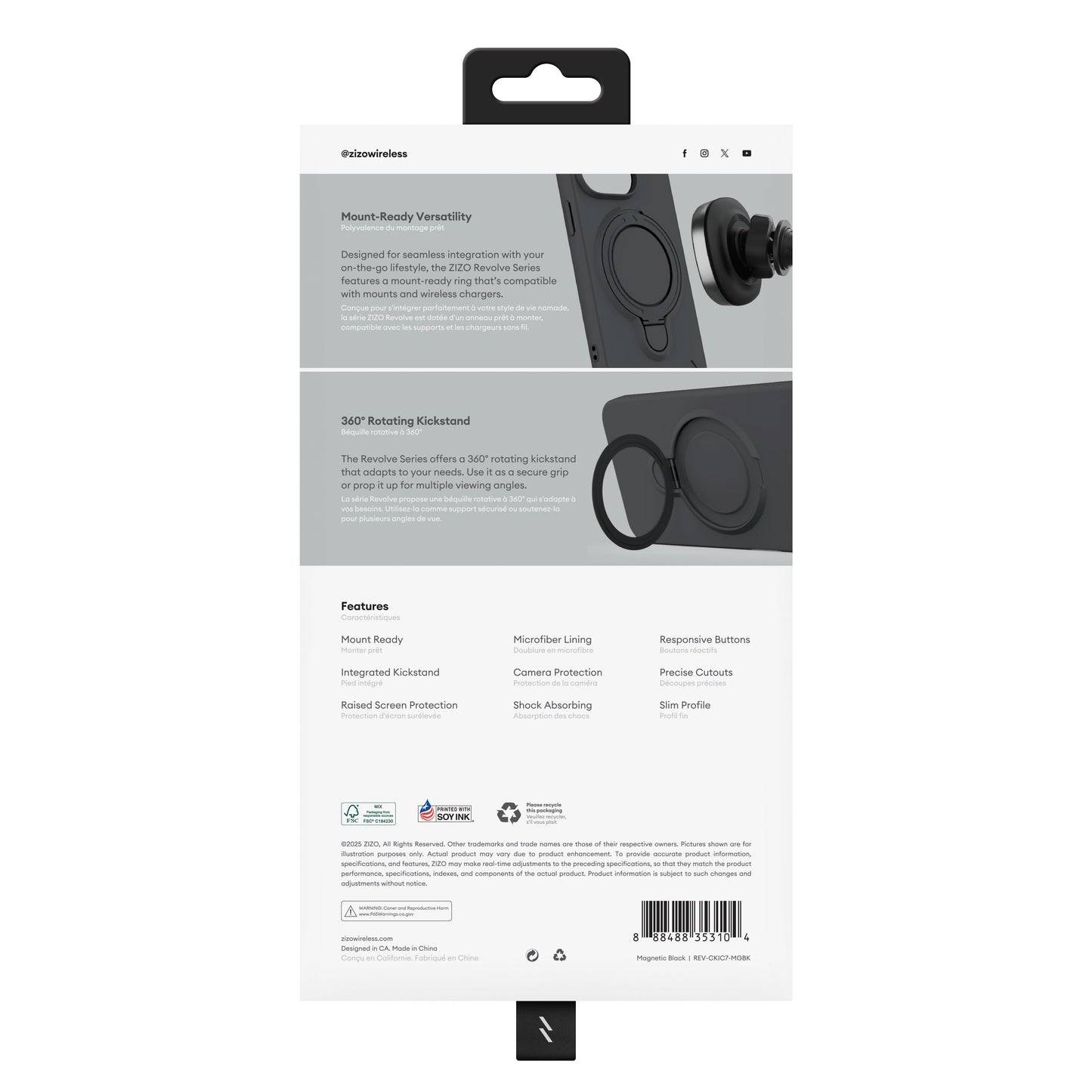 ZIZO REVOLVE Series Cricket Icon Plus 2026 Case - Magnetic Black - ZIZO Wireless