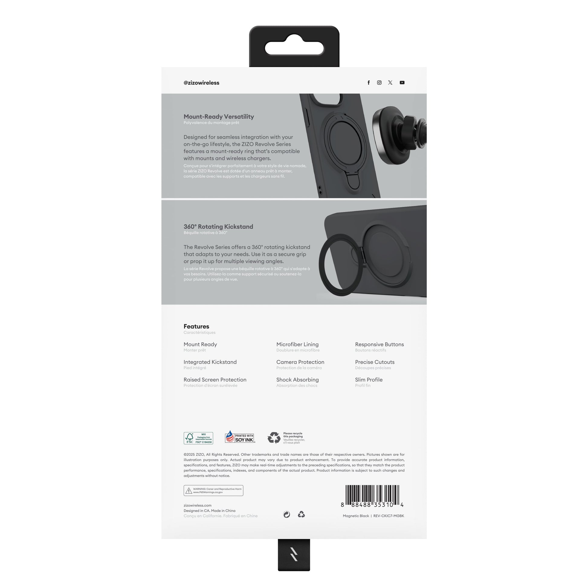 ZIZO REVOLVE Series Cricket Icon Plus 2026 Case - Magnetic Black - ZIZO Wireless