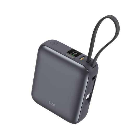 ZIZO PowerVault 35W Power Bank 10,000mAh with Built-in USB-C Cable - Space Black