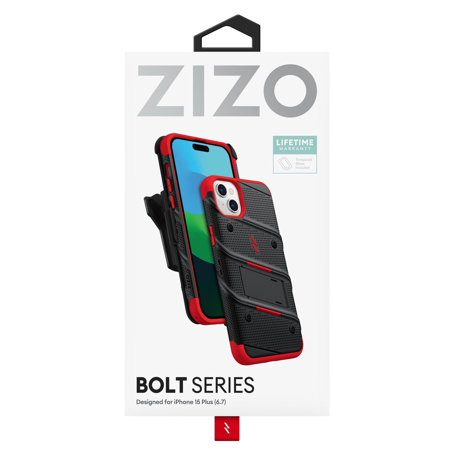 ZIZO BOLT Bundle iPhone 15 Plus Case - Red - ZIZO Wireless