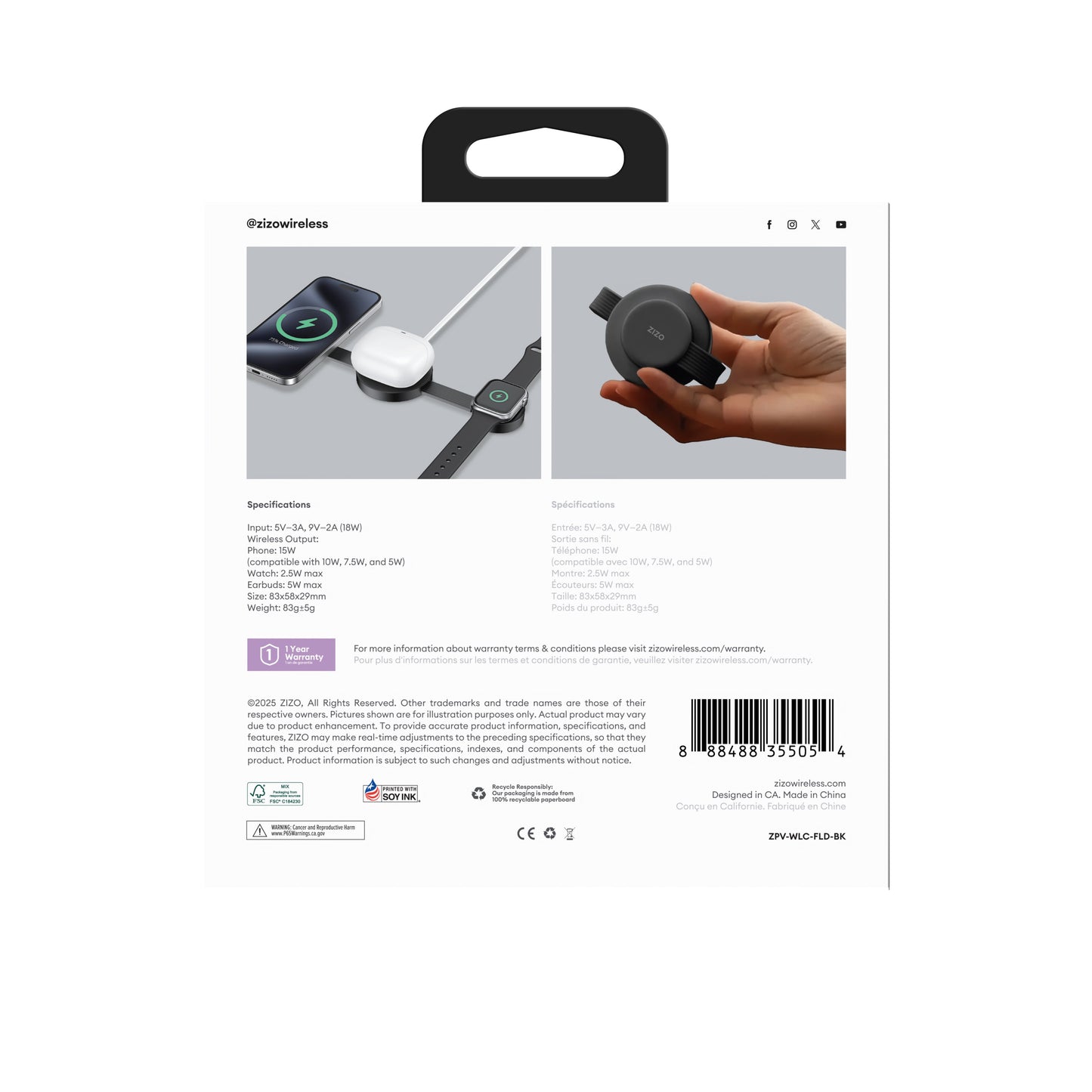 ZIZO PowerVault Fold 3-in-1 Travel Charging Station with MagSafe Mount
